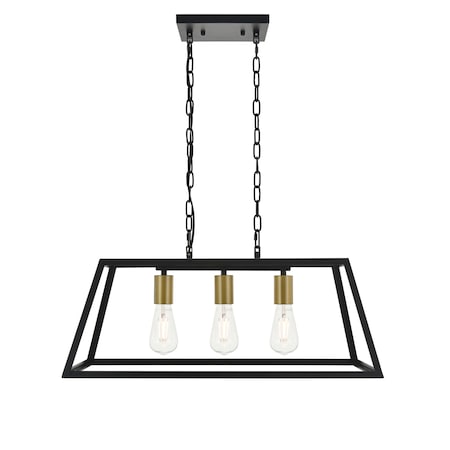 Living District Resolute 3 Light Brass And Black Pendant LD4061D25BRB